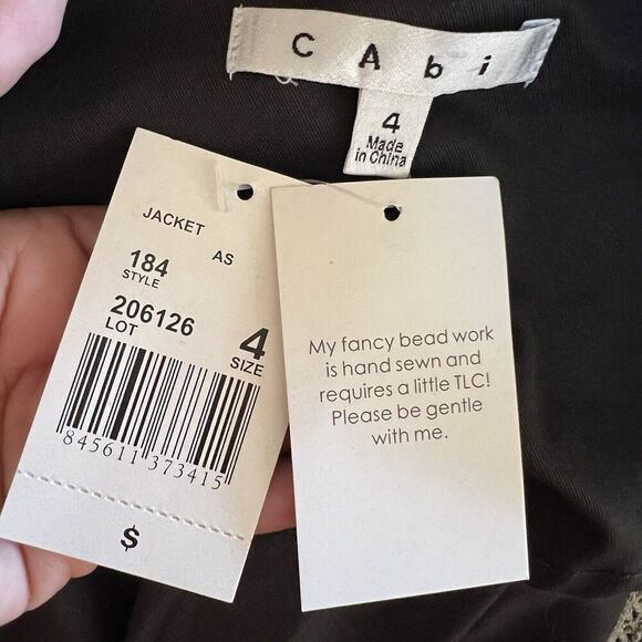 Cabi Jacket Womens 4 Charcoal Turkish Delight Embroidered Beaded Military - Picture 3 of 10